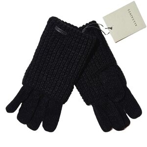 All Saints Mixed Stitch Knit Gloves Black Wool Blend Outdoor Winter Streetwear